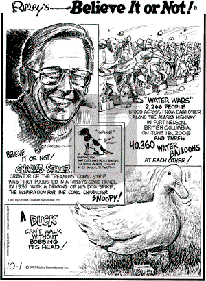 Ripley's Believe It or Not on Saturday October 1, 2005 Comic Strip