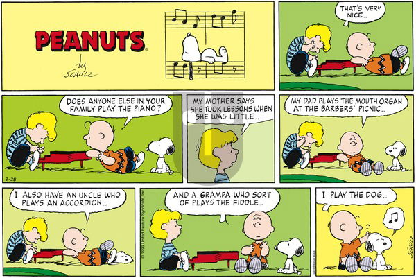 Peanuts on Sunday March 28, 1999 Comic Strip