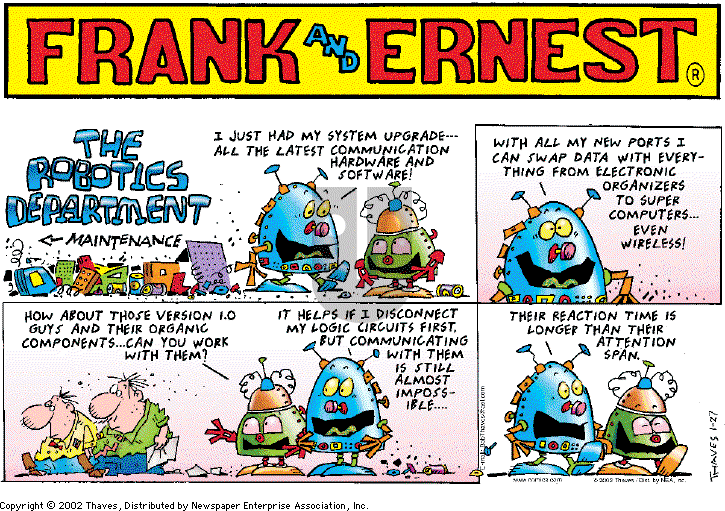 Frank and Ernest on Sunday January 27, 2002 Comic Strip