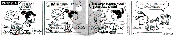 Peanuts on Thursday March 20, 1958 Comic Strip