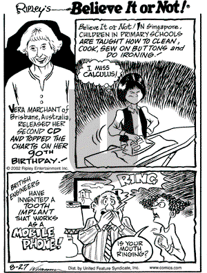 Ripley's Believe It or Not on Tuesday August 27, 2002 Comic Strip