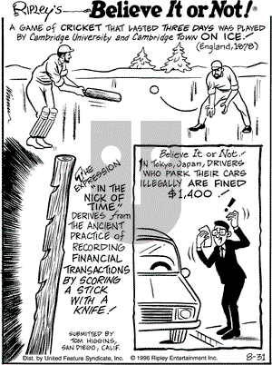 Ripley's Believe It or Not on Saturday August 31, 1996 Comic Strip