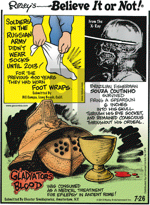 Ripley's Believe It or Not on Friday July 26, 2013 Comic Strip