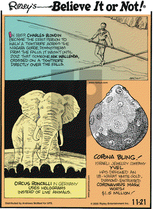 Ripley's Believe It or Not on Saturday November 21, 2020 Comic Strip