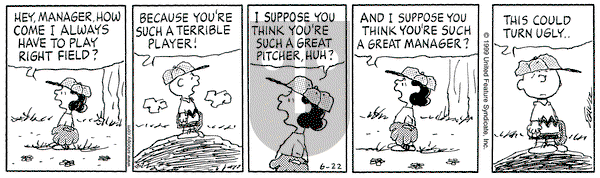 Peanuts - Tuesday June 22, 1999 Comic Strip