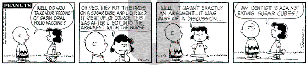 Peanuts on Monday October 15, 1962 Comic Strip
