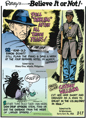 Ripley's Believe It or Not on Wednesday February 17, 2010 Comic Strip
