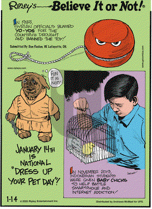 Ripley's Believe It or Not on Tuesday January 14, 2020 Comic Strip