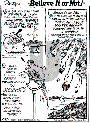 Ripley's Believe It or Not on Tuesday February 27, 2001 Comic Strip