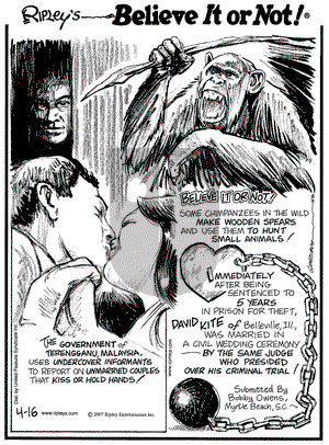 Ripley's Believe It or Not on Monday April 16, 2007 Comic Strip