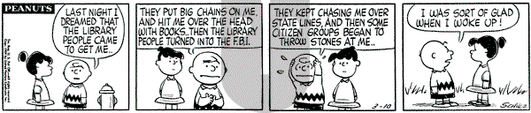 Peanuts on Tuesday March 10, 1959 Comic Strip