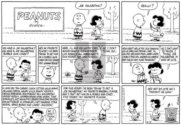 Peanuts on Sunday August 18, 1963 Comic Strip