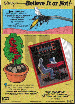 Ripley's Believe It or Not on Tuesday September 17, 2019 Comic Strip