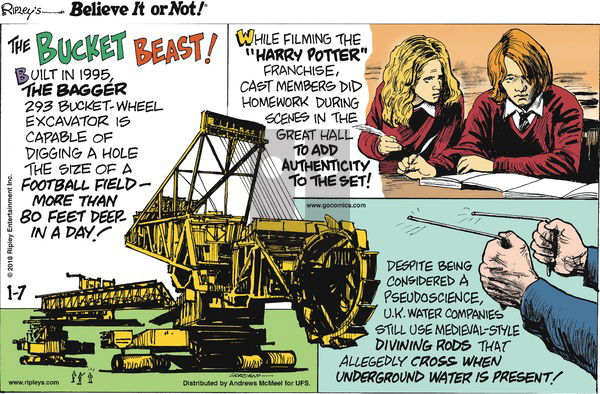 Ripley's Believe It or Not on Sunday January 7, 2018 Comic Strip