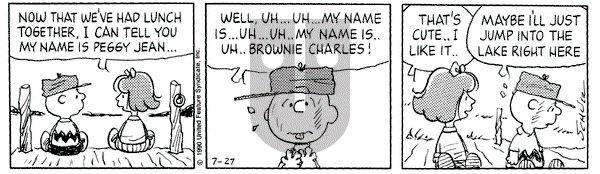 Peanuts on Friday July 27, 1990 Comic Strip