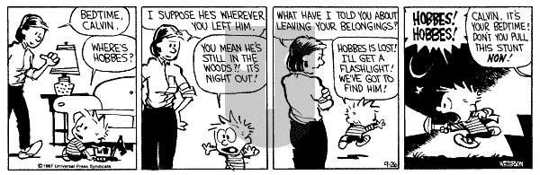 Calvin and Hobbes - Saturday September 26, 1987 Comic Strip