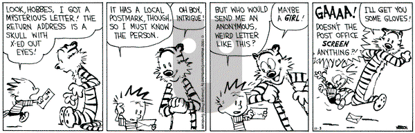 Calvin and Hobbes on Tuesday November 3, 1992 Comic Strip