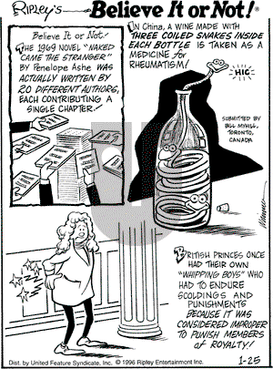 Ripley's Believe It or Not on Thursday January 25, 1996 Comic Strip
