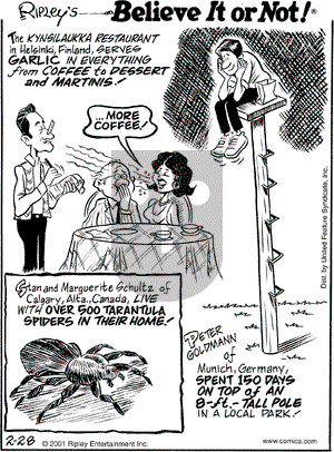 Ripley's Believe It or Not on Wednesday February 28, 2001 Comic Strip