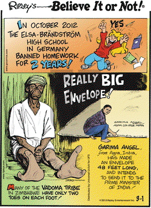 Ripley's Believe It or Not - Friday March 1, 2013 Comic Strip