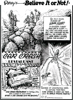 Ripley's Believe It or Not on Wednesday October 5, 2005 Comic Strip