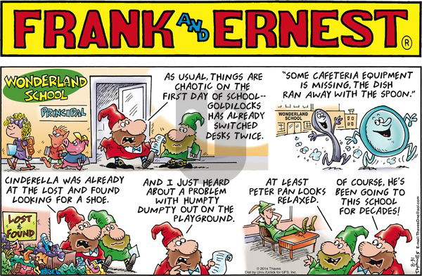Frank and Ernest on Sunday August 31, 2014 Comic Strip