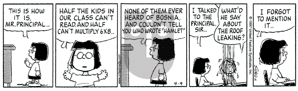 Peanuts on Wednesday April 9, 1997 Comic Strip