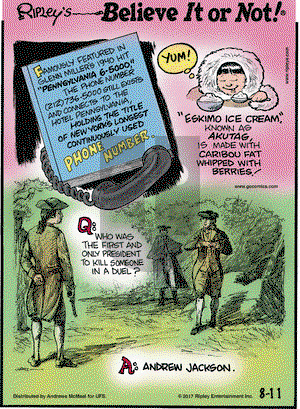 Ripley's Believe It or Not - Friday August 11, 2017 Comic Strip