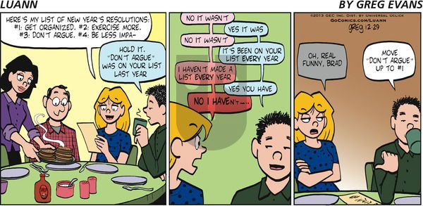 Luann on Sunday December 29, 2013 Comic Strip