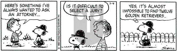 Peanuts on Saturday July 4, 1992 Comic Strip