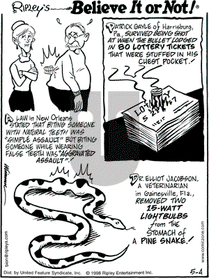 Ripley's Believe It or Not on Monday May 4, 1998 Comic Strip