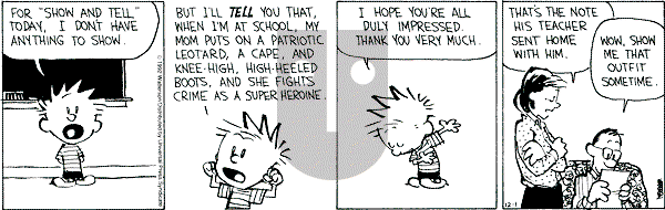 Calvin and Hobbes - Tuesday December 1, 1992 Comic Strip