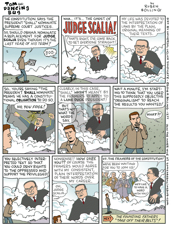 Tom the Dancing Bug on Friday February 26, 2016 Comic Strip