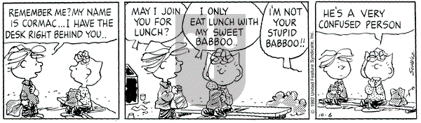 Peanuts - Tuesday October 6, 1992 Comic Strip