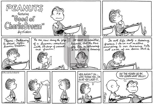 Peanuts on Sunday September 6, 1970 Comic Strip