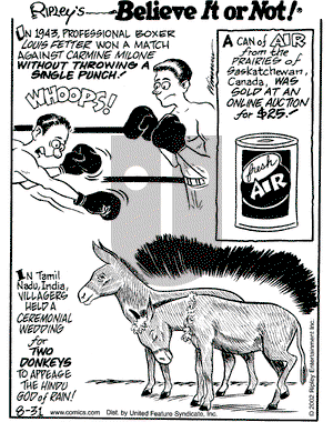Ripley's Believe It or Not on Saturday August 31, 2002 Comic Strip