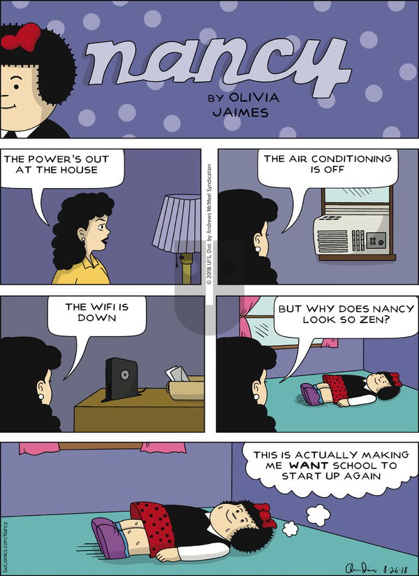 Nancy on Sunday August 26, 2018 Comic Strip