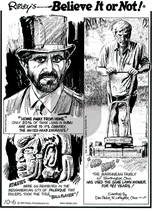 Ripley's Believe It or Not on Thursday October 6, 2005 Comic Strip