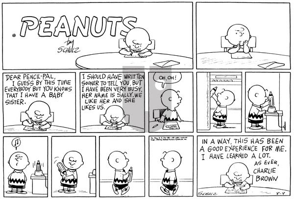 Peanuts on Sunday August 9, 1959 Comic Strip