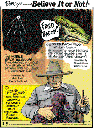 Ripley's Believe It or Not on Wednesday March 5, 2014 Comic Strip