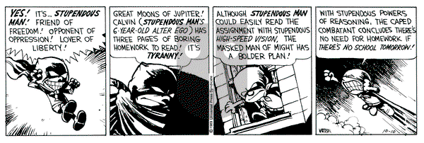 Calvin and Hobbes on Tuesday October 10, 1989 Comic Strip