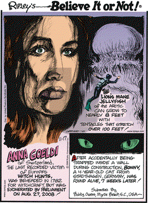Ripley's Believe It or Not on Monday November 17, 2008 Comic Strip