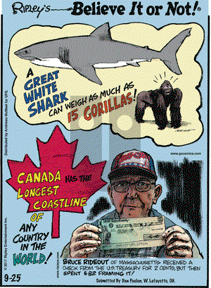Ripley's Believe It or Not on Monday September 25, 2017 Comic Strip