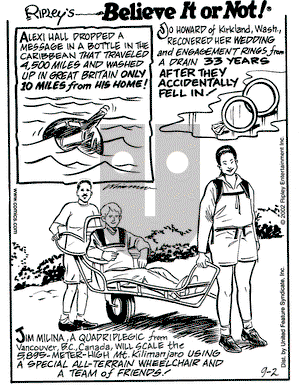 Ripley's Believe It or Not on Monday September 2, 2002 Comic Strip