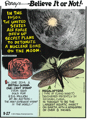 Ripley's Believe It or Not on Saturday September 27, 2014 Comic Strip
