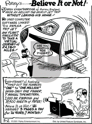 Ripley's Believe It or Not on Friday March 2, 2001 Comic Strip
