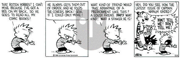 Calvin and Hobbes on Tuesday May 31, 1988 Comic Strip
