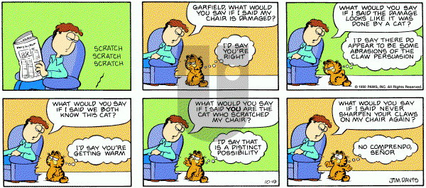 Garfield on Sunday October 19, 1980 Comic Strip