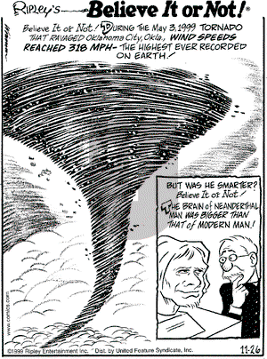 Ripley's Believe It or Not on Friday November 26, 1999 Comic Strip