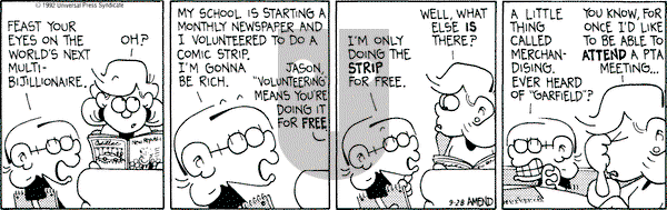 FoxTrot on Monday September 28, 1992 Comic Strip